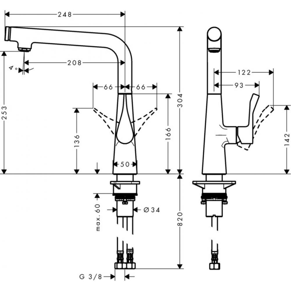 Смеситель для кухни хром Hansgrohe Metris Select 14847000