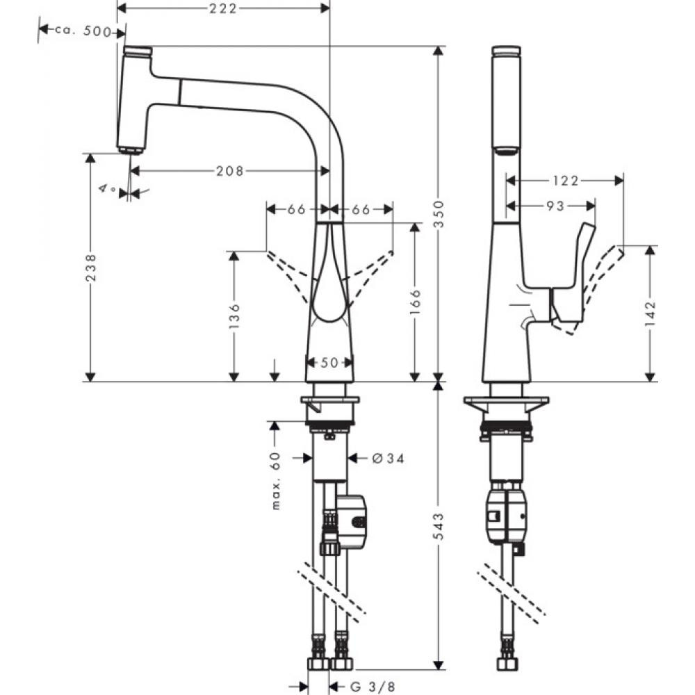 Смеситель для кухни хром Hansgrohe Metris Select 14857000