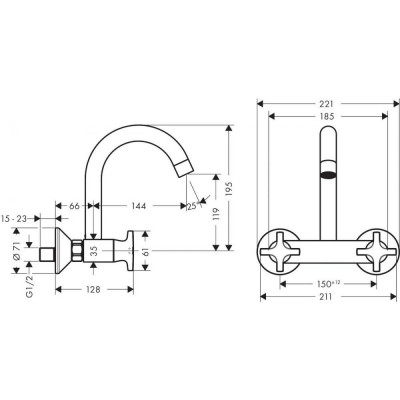 Смеситель для кухни хром Hansgrohe Logis Classic 71286000