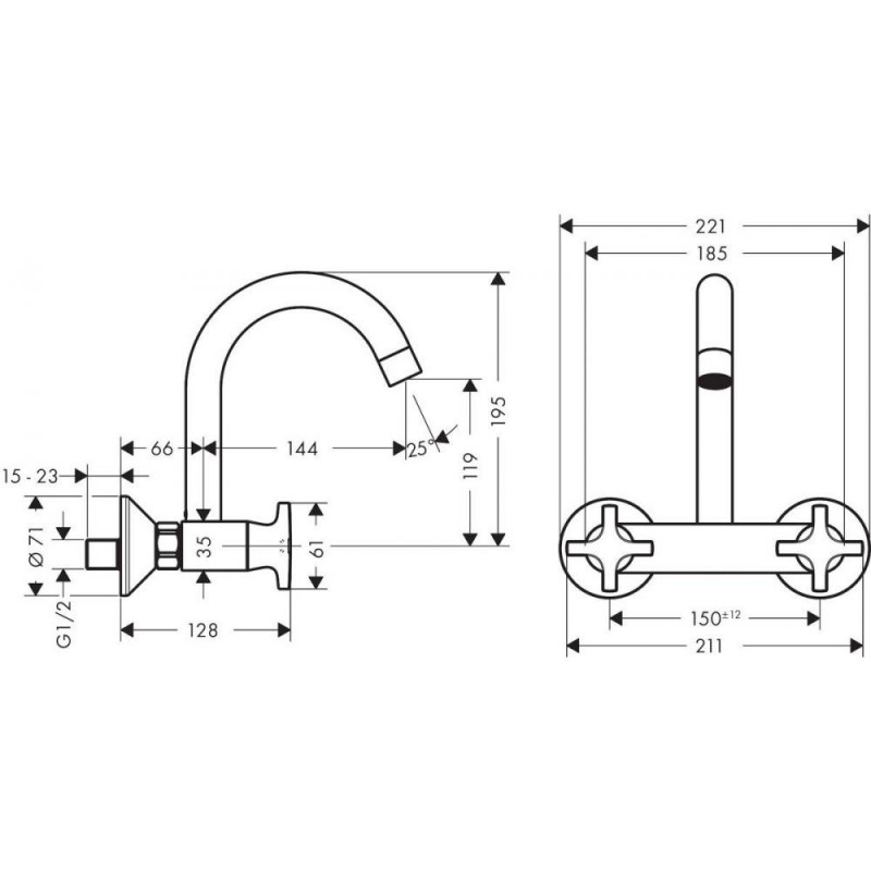 Смеситель для кухни хром Hansgrohe Logis Classic 71286000