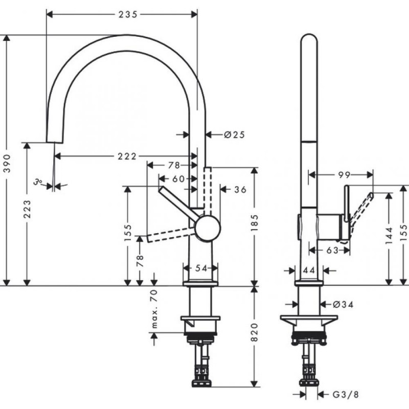 Смеситель для кухни хром Hansgrohe Talis M54 72804000
