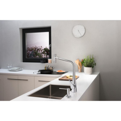 Смеситель для кухни сталь Hansgrohe Metris Select 73816800