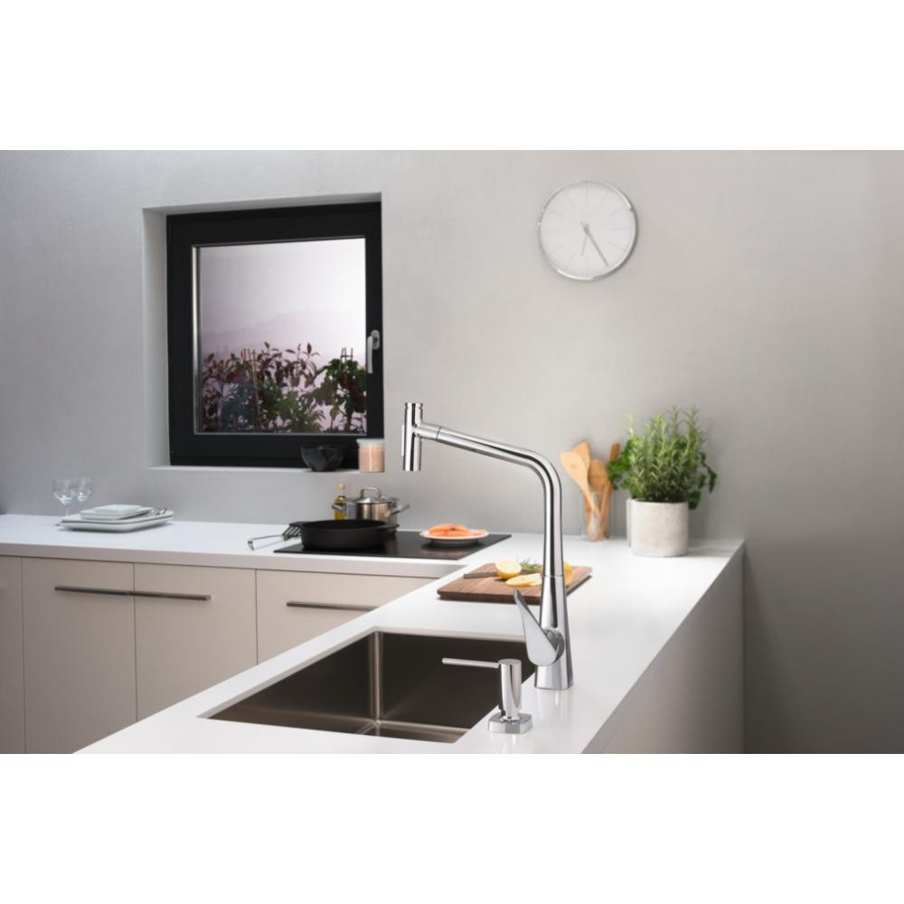 Смеситель для кухни сталь Hansgrohe Metris Select 73816800