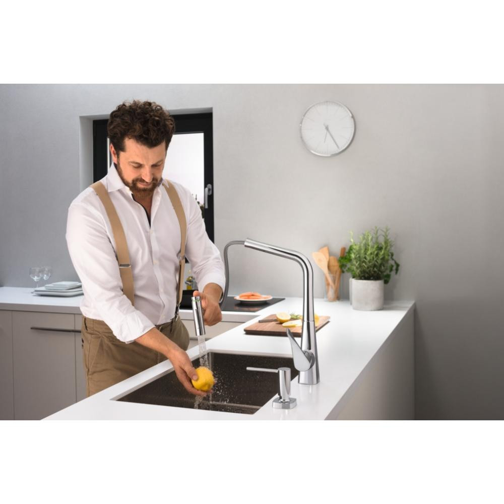Смеситель для кухни сталь Hansgrohe Metris Select 73816800