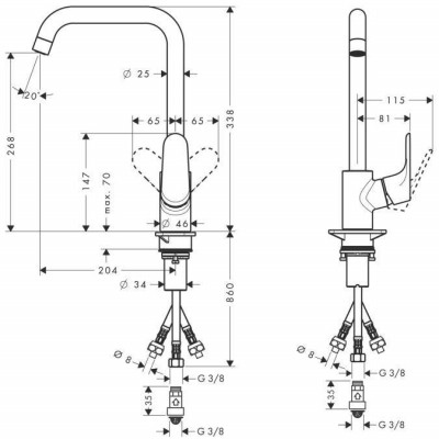 Смеситель для кухни хром Hansgrohe Focus 31822000