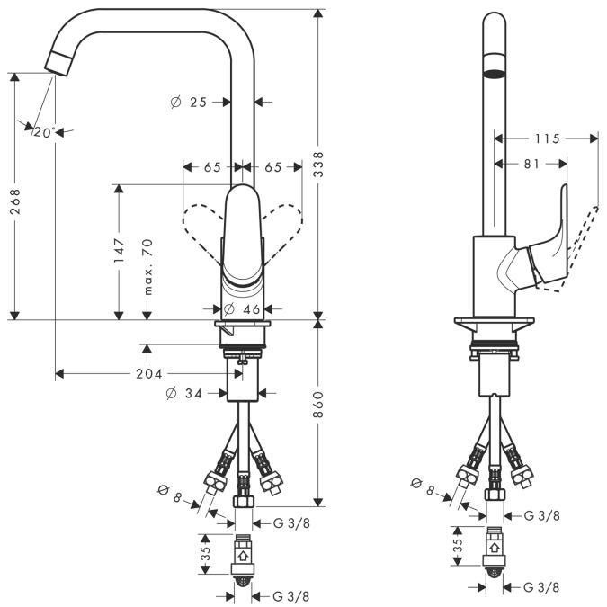 Смеситель для кухни хром Hansgrohe Focus 31822000