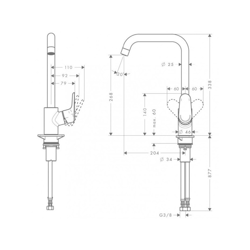 Смеситель для кухни хром Hansgrohe Focus M41 31827000