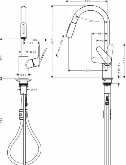 Смеситель для кухни хром Hansgrohe Focus M41 31833000
