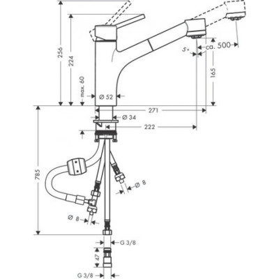 Смеситель для кухни хром Hansgrohe Talis M52 32842000
