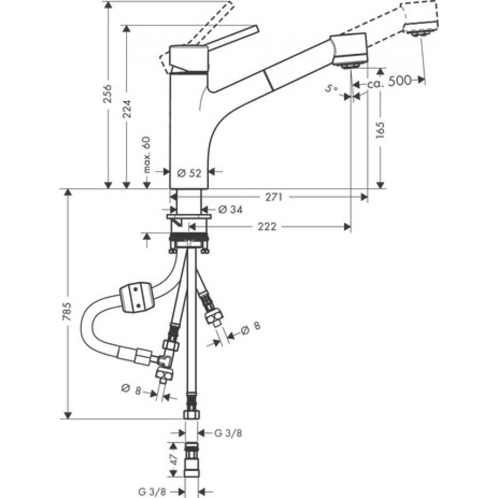 Смеситель для кухни хром Hansgrohe Talis M52 32842000