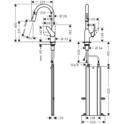 Смеситель для кухни хром Hansgrohe Focus 71820800