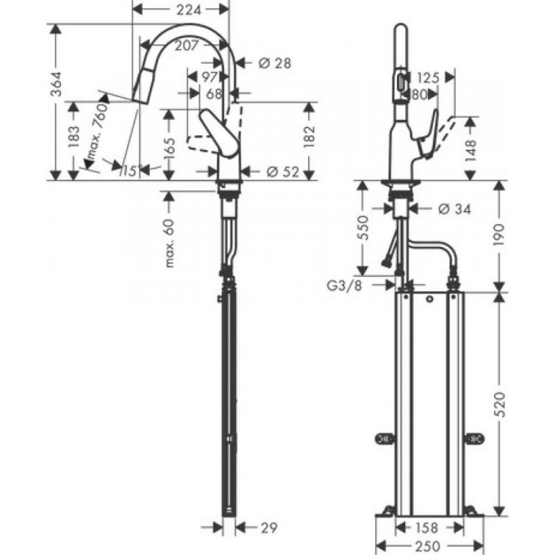 Смеситель для кухни сталь Hansgrohe Focus 71821800