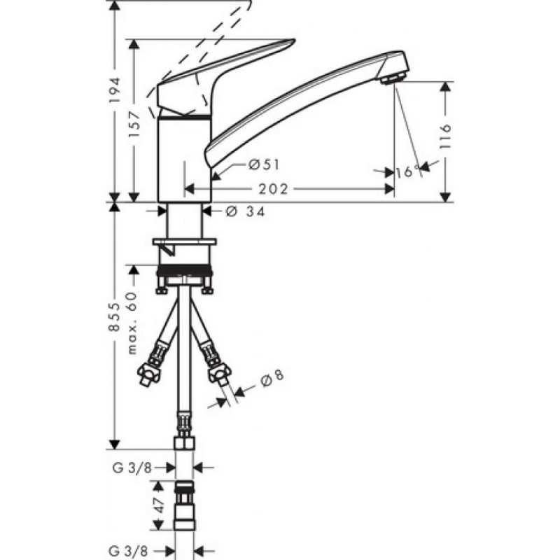Смеситель для кухни хром Hansgrohe Logis 71831000
