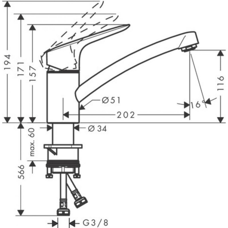 Смеситель для кухни хром Hansgrohe Logis 71837000