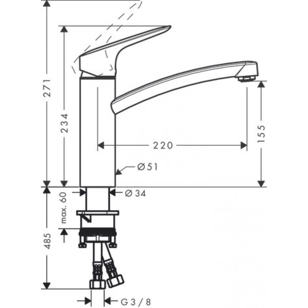 Смеситель для кухни хром Hansgrohe Logis 71839000