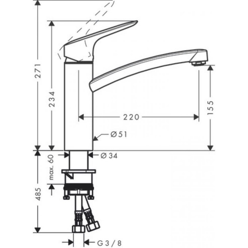 Смеситель для кухни хром Hansgrohe Logis 71860000