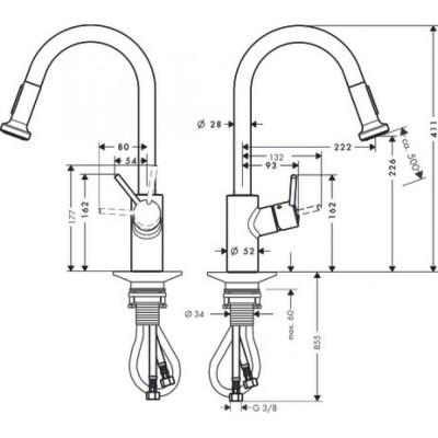 Смеситель для кухни хром Hansgrohe Talis M52 72831000