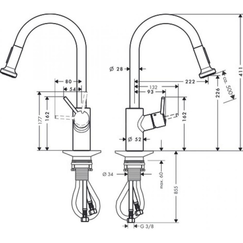 Смеситель для кухни хром Hansgrohe Talis M52 72831000