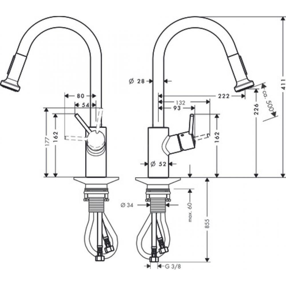Смеситель для кухни хром Hansgrohe Talis M52 72831000
