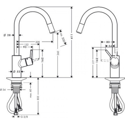 Смеситель для кухни хром Hansgrohe Talis M52 72832000