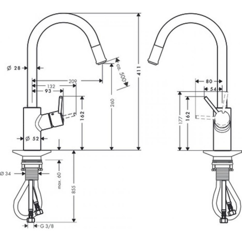 Смеситель для кухни хром Hansgrohe Talis M52 72832000