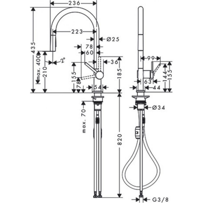 Смеситель для кухни сталь Hansgrohe Talis M54 72800800