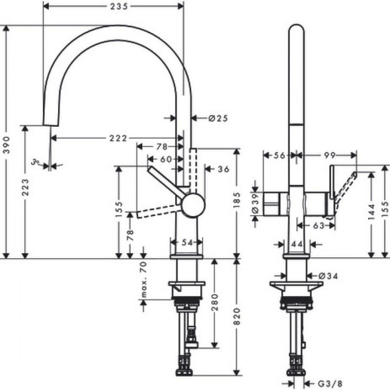 Смеситель для кухни чёрный Hansgrohe 72805670