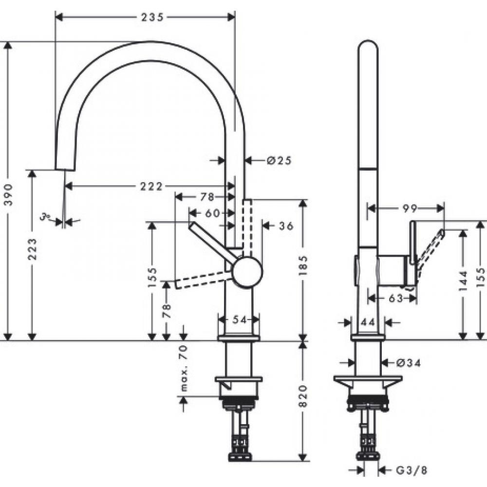 Смеситель для кухни хром Hansgrohe Talis M54 72843000