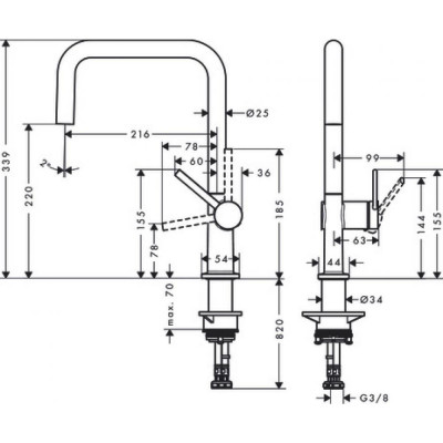 Смеситель для кухни чёрный Hansgrohe Talis M54 72844670