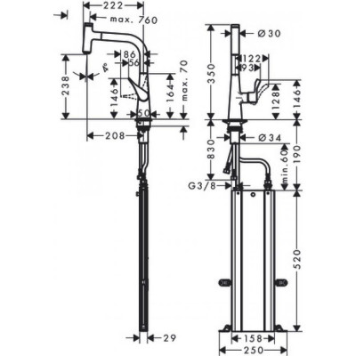Смеситель для кухни хром Hansgrohe Metris 73802000