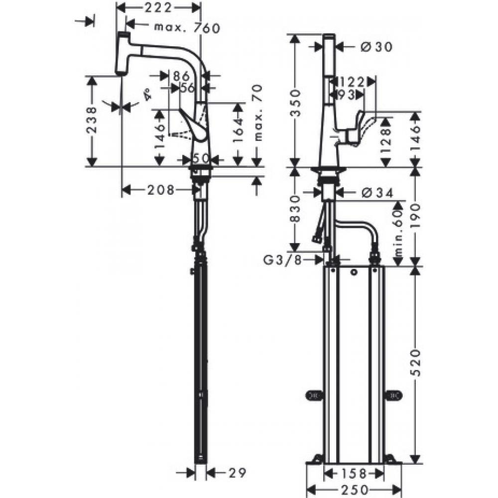 Смеситель для кухни хром Hansgrohe Metris 73802000