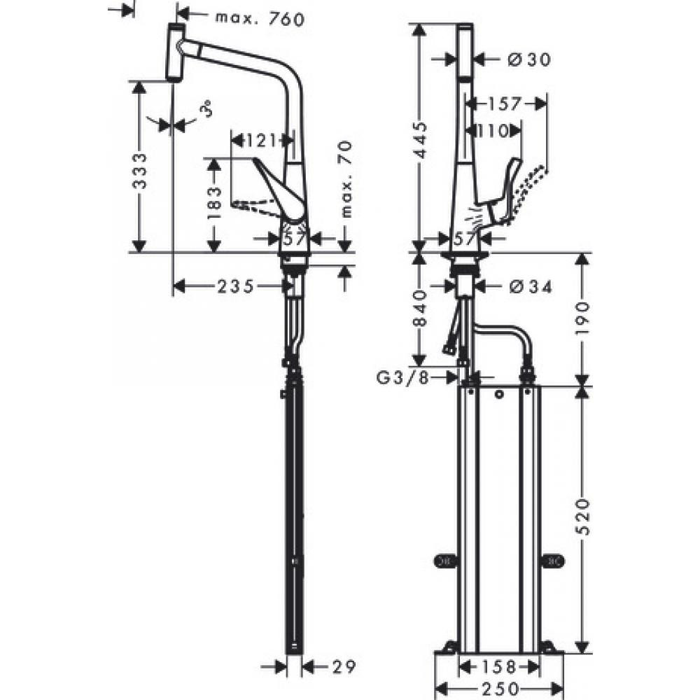 Смеситель для кухни хром Hansgrohe Metris 73803000
