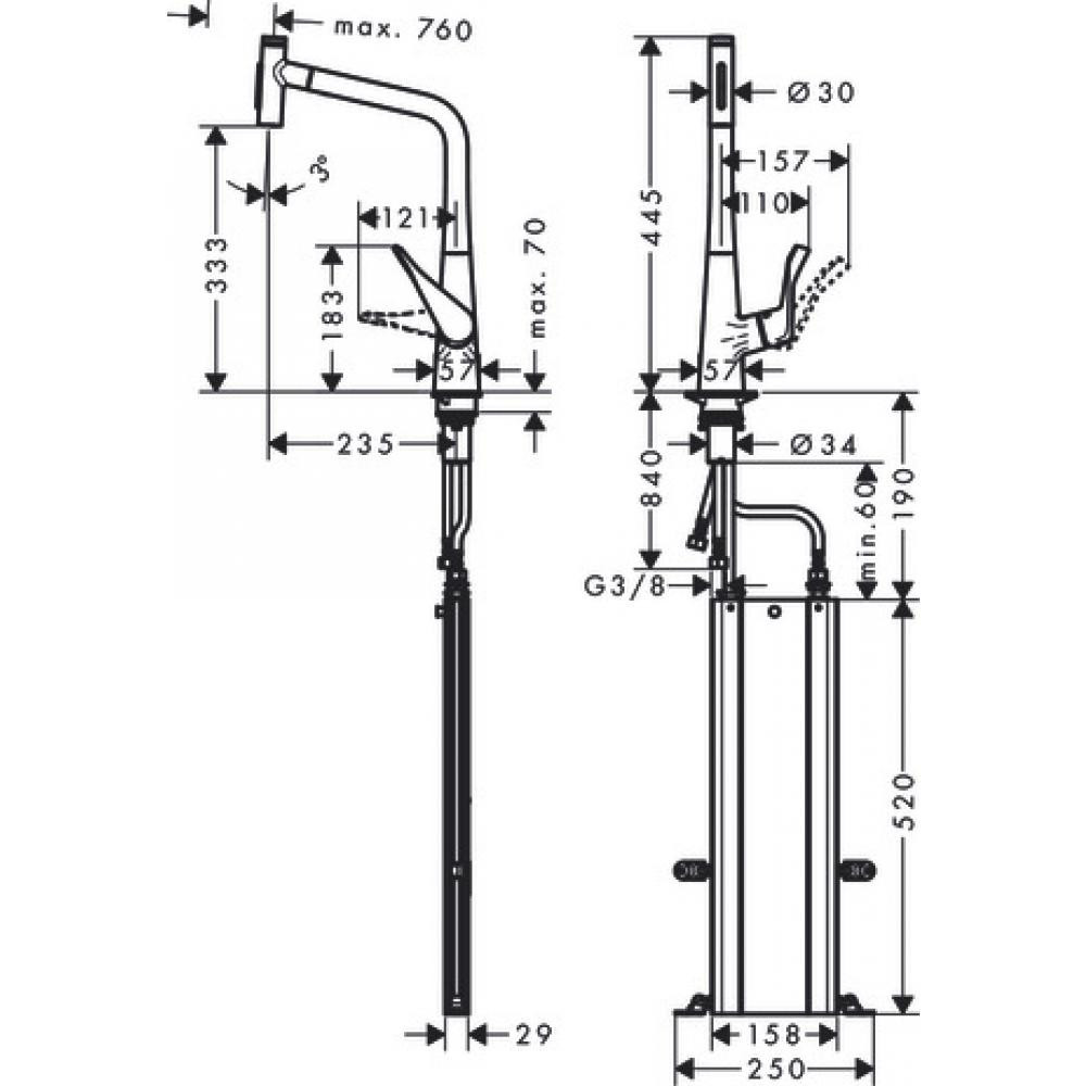 Смеситель для кухни хром Hansgrohe Metris 73816000