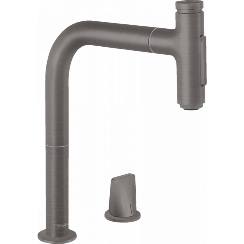 Смеситель для кухни чёрный хром Hansgrohe Metris 73818340