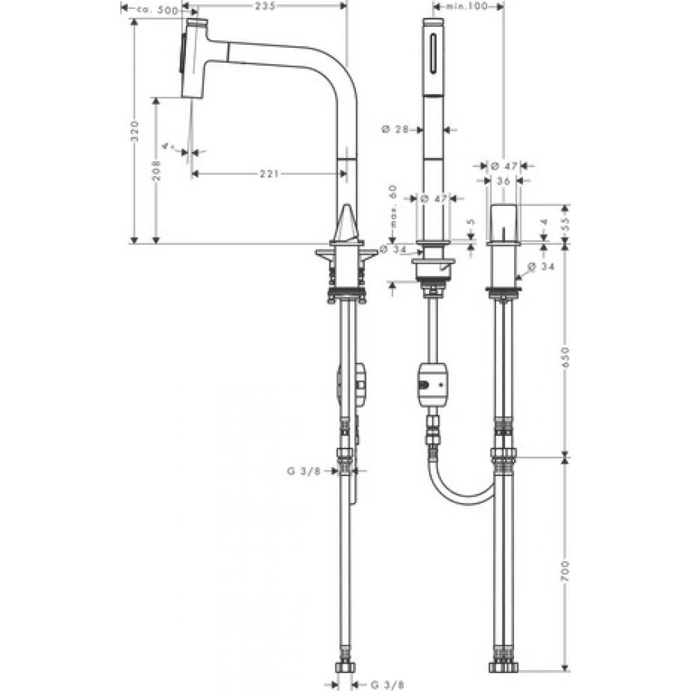 Смеситель для кухни сталь Hansgrohe Metris Select M71 73819800