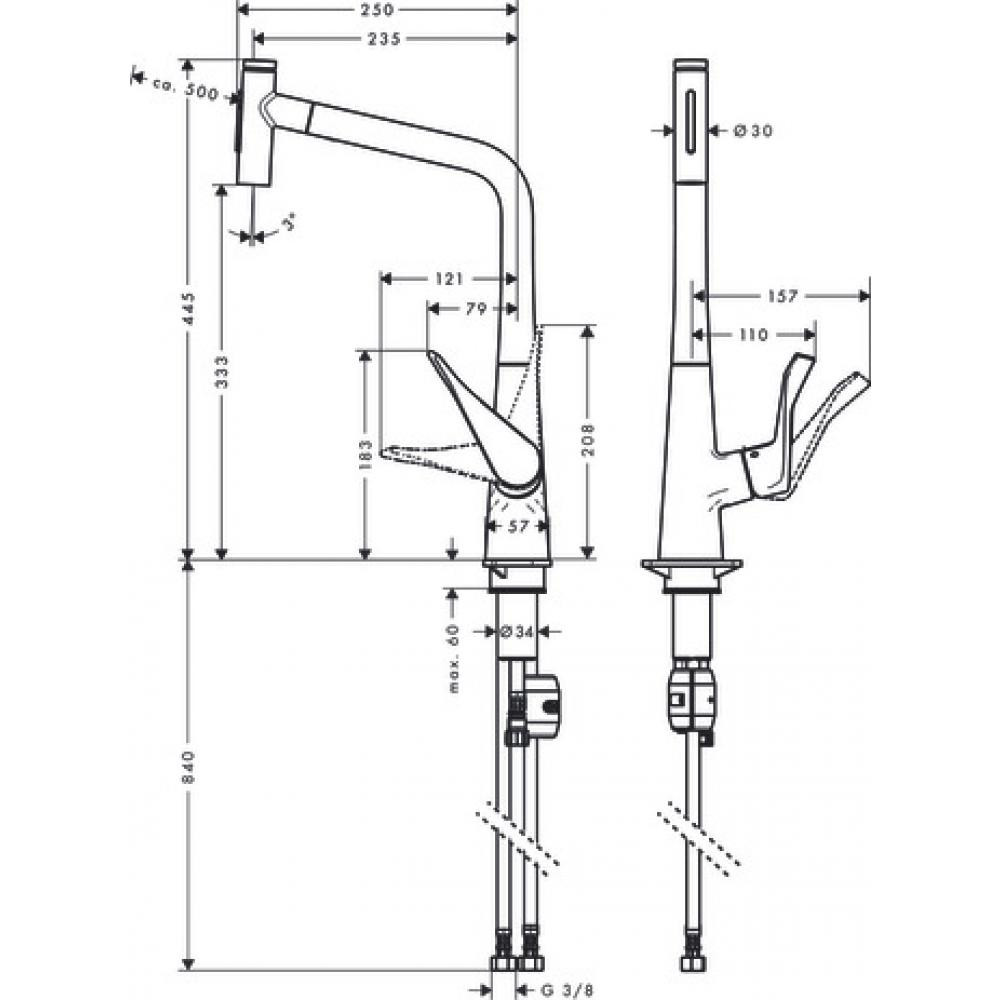 Смеситель для кухни сталь Hansgrohe Metris Select M71 73820800