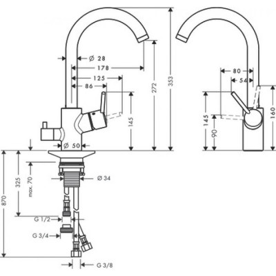 Смеситель для кухни хром Hansgrohe Talis M52 14875000