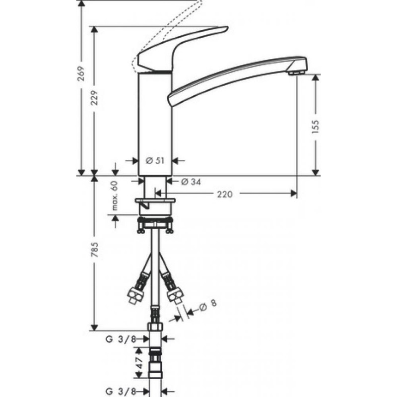 Смеситель для кухни хром Hansgrohe Focus M41 31804000