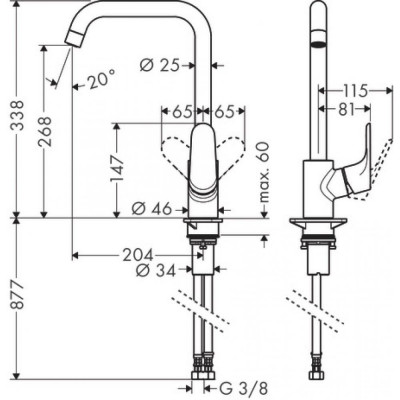 Смеситель для кухни хром Hansgrohe Focus M41 31821000