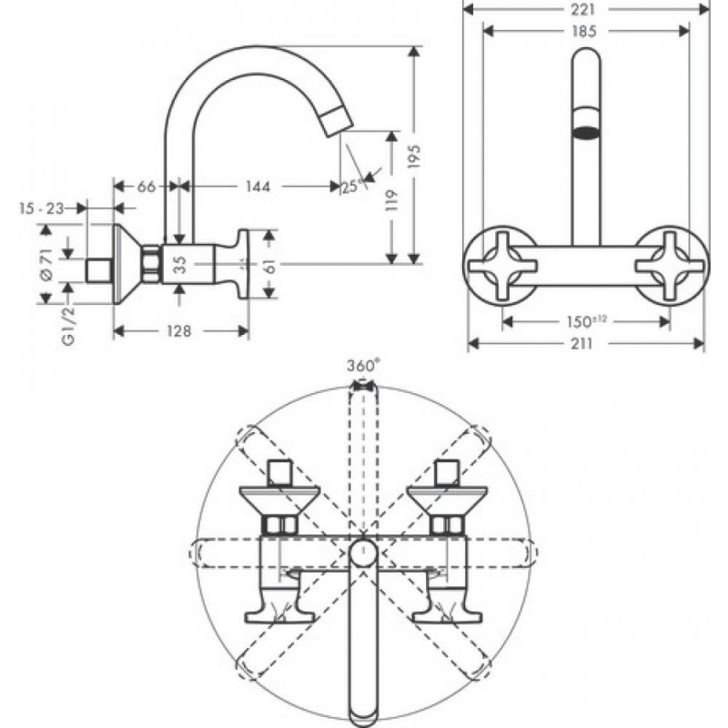 Смеситель для кухни хром Hansgrohe Logis M32 71284000