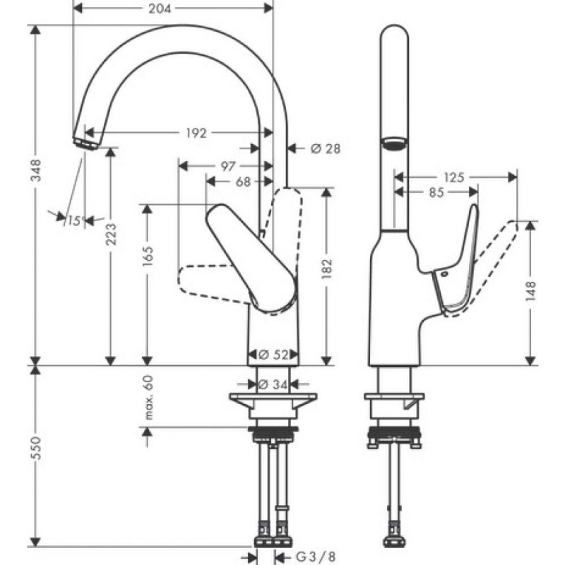 Смеситель для кухни сталь Hansgrohe Focus M42 71802800