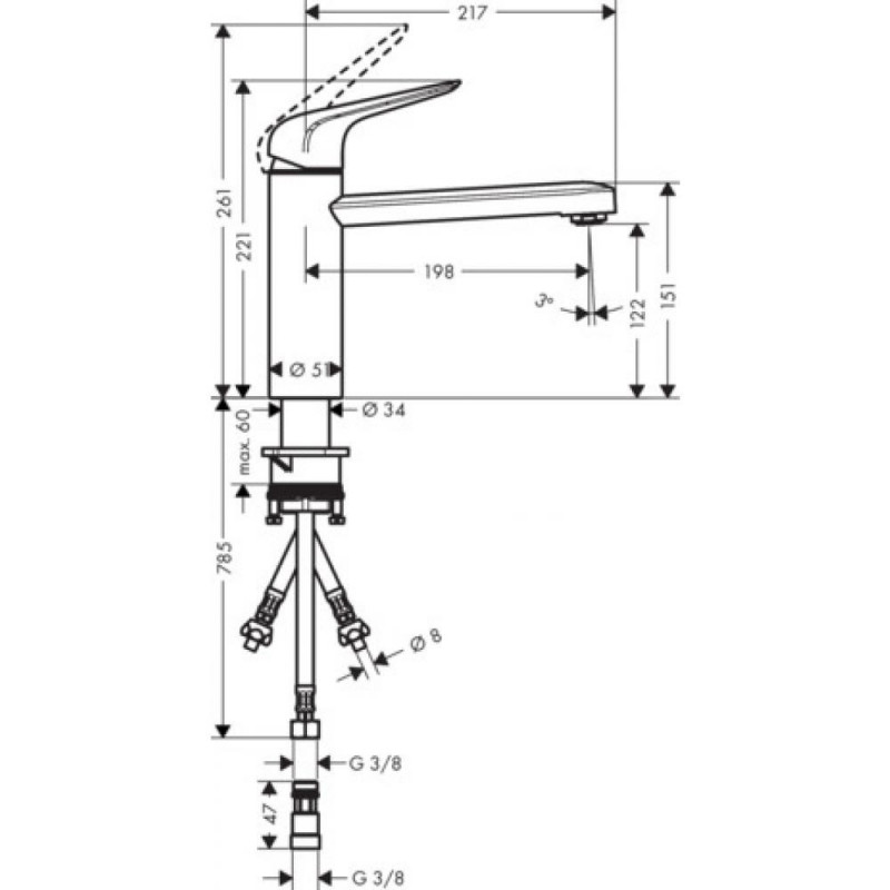 Смеситель для кухни хром Hansgrohe Focus M42 71804000