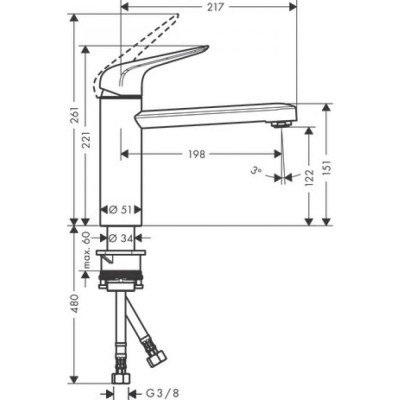 Смеситель для кухни сталь Hansgrohe Focus M42 71806800