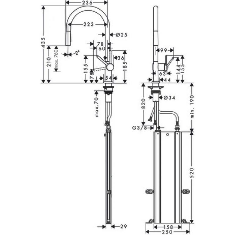 Смеситель для кухни чёрный Hansgrohe Talis M54 72801670