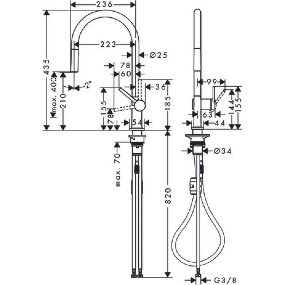 Смеситель для кухни чёрный Hansgrohe Talis M54 72802670