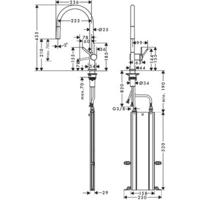 Смеситель для кухни чёрный Hansgrohe Talis M54 72803670