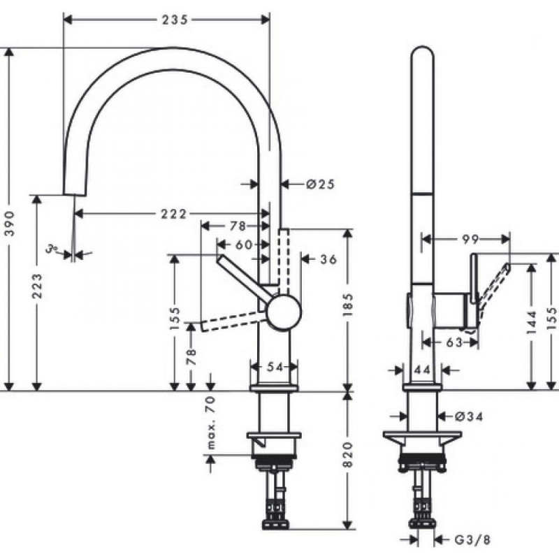 Смеситель для кухни сталь Hansgrohe Talis M54 72804800