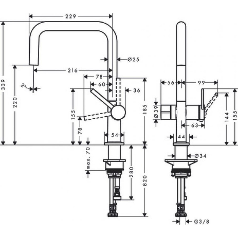 Смеситель для кухни чёрный Hansgrohe Talis M54 72807670