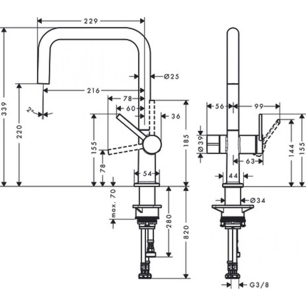 Смеситель для кухни сталь Hansgrohe Talis M54 72807800