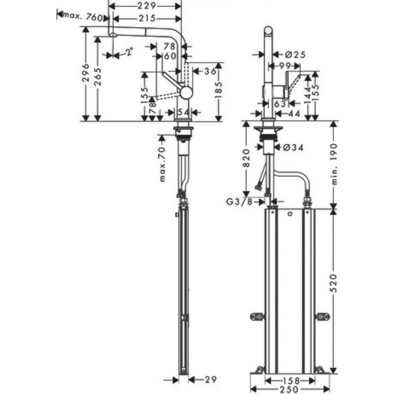 Смеситель для кухни сталь Hansgrohe Talis M54 72809800